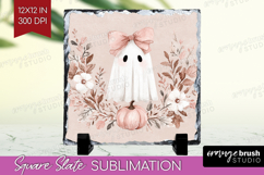 Cute Ghost Slate PNG - Spooky Halloween Square Slate Product Image 1