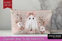 Cute Ghost Cosmetic Bag - Spooky Halloween Makeup Bag PNG Product Image 1