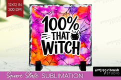 Sarcastic Halloween Quote Slate PNG - Tie Dye Square Slate Product Image 1
