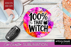 Sarcastic Halloween Quote Car Coaster - Tie Dye Coaster PNG Product Image 1