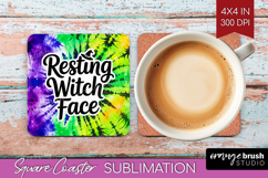 Sarcastic Halloween Quote Square Coaster - Tie Dye Coaster Product Image 1