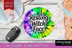 Sarcastic Halloween Quote Car Coaster - Tie Dye Coaster PNG Product Image 1