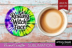 Sarcastic Halloween Quote Round Coaster - Tie Dye Coaster Product Image 1
