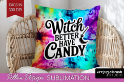 Sarcastic Halloween Quote Pillow Sublimation - Tie Dye Cover Product Image 1