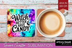 Sarcastic Halloween Quote Square Coaster - Tie Dye Coaster Product Image 1