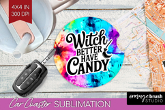 Sarcastic Halloween Quote Car Coaster - Tie Dye Coaster PNG Product Image 1