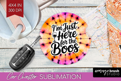 Sarcastic Halloween Quote Car Coaster - Tie Dye Coaster PNG Product Image 1