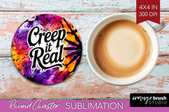 Sarcastic Halloween Quote Round Coaster - Tie Dye Coaster Product Image 1