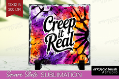Sarcastic Halloween Quote Slate PNG - Tie Dye Square Slate Product Image 1