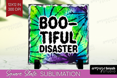 Sarcastic Halloween Quote Slate PNG - Tie Dye Square Slate Product Image 1