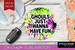 Sarcastic Halloween Quote Car Coaster - Tie Dye Coaster PNG Product Image 1