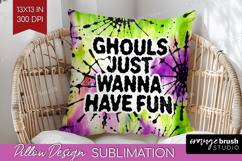 Sarcastic Halloween Quote Pillow Sublimation - Tie Dye Cover Product Image 1