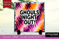 Sarcastic Halloween Quote Slate PNG - Tie Dye Square Slate Product Image 1