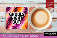 Sarcastic Halloween Quote Square Coaster - Tie Dye Coaster Product Image 1
