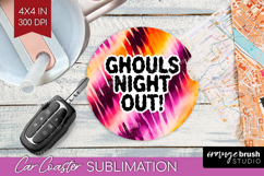 Sarcastic Halloween Quote Car Coaster - Tie Dye Coaster PNG Product Image 1