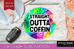 Sarcastic Halloween Quote Car Coaster - Tie Dye Coaster PNG Product Image 1