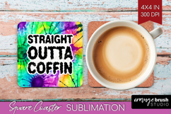 Sarcastic Halloween Quote Square Coaster - Tie Dye Coaster Product Image 1