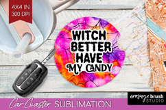 Sarcastic Halloween Quote Car Coaster - Tie Dye Coaster PNG Product Image 1