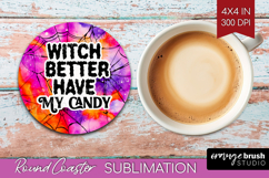 Sarcastic Halloween Quote Round Coaster - Tie Dye Coaster Product Image 1