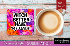 Sarcastic Halloween Quote Square Coaster - Tie Dye Coaster Product Image 1