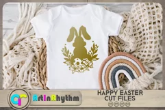 Happy easter svg / Floral bunny svg / Floral egg svg Product Image 2