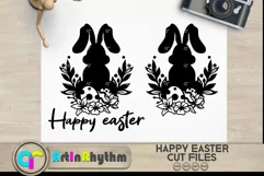 Happy easter svg / Floral bunny svg / Floral egg svg Product Image 3