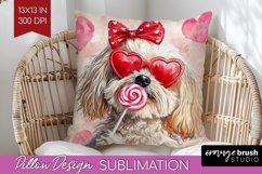 Havanese Valentine Pillow Sublimation Valentines Day Pillow Product Image 1