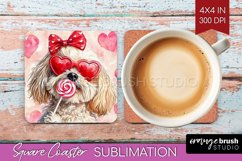 Havanese Valentine Square Coaster Valentines Day Coaster PNG Product Image 1