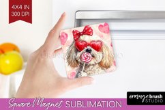 Havanese Valentine Magnet Sublimation Valentines Day Square Product Image 1