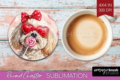 Havanese Valentine Round Coaster Valentines Day Coaster PNG Product Image 1
