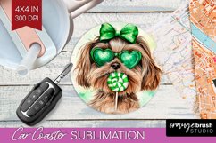 Havanese St. Patricks Day Dog Car Coaster Dog Coaster PNG Product Image 1