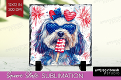 Havanese Dog Slate PNG 4th Of July Square Slate Sublimation Product Image 1