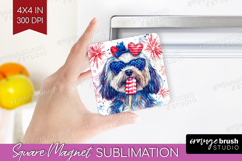 Havanese Dog Magnet Sublimation 4th Of July Square Magnet Product Image 1