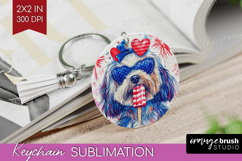 Havanese Dog Keychain PNG 4th Of July Keychain Sublimation Product Image 1