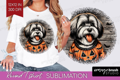 Havanese Dog Round Tshirt Background Halloween PNG Product Image 1