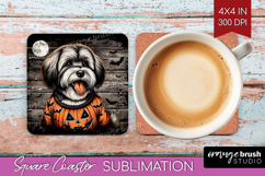 Havanese Dog Square Coaster Halloween Coaster PNG Product Image 1