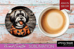 Havanese Dog Round Coaster Halloween Coaster PNG Sublimation Product Image 1