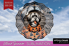 Havanese Dog Wind Spinner Sublimation PNG Halloween Round Product Image 1