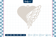Angel Wing Heart Earrings Laser Cut SVG Product Image 3