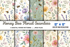 Honey Bee Floral Seamless Digital JPG Product Image 1