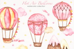 Hot air balloon pink watercolor Product Image 1