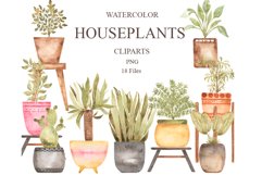 Watercolor Houseplants clipart set Product Image 1