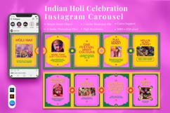 Indian Holi Celebration Instagram Carousel &amp; Canva Template Product Image 1