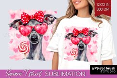 Italian Greyhound Valentine Square Tshirt Background Day PNG Product Image 1