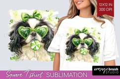 Japanese Chin St. Patricks Day Dog Square Tshirt Background Product Image 1