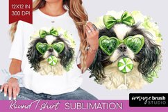 Japanese Chin St. Patricks Day Dog Round Tshirt Background Product Image 1