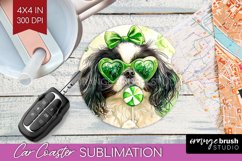 Japanese Chin St. Patricks Day Dog Car Coaster Dog Coaster Product Image 1