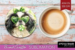 Japanese Chin St. Patricks Day Dog Round Coaster Dog Coaster Product Image 1
