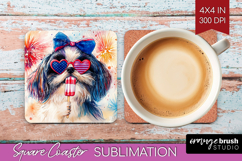 Japanese Chin Dog Square Coaster 4th Of July Coaster PNG Product Image 1