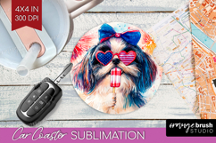 Japanese Chin Dog Car Coaster 4th Of July Coaster PNG Product Image 1